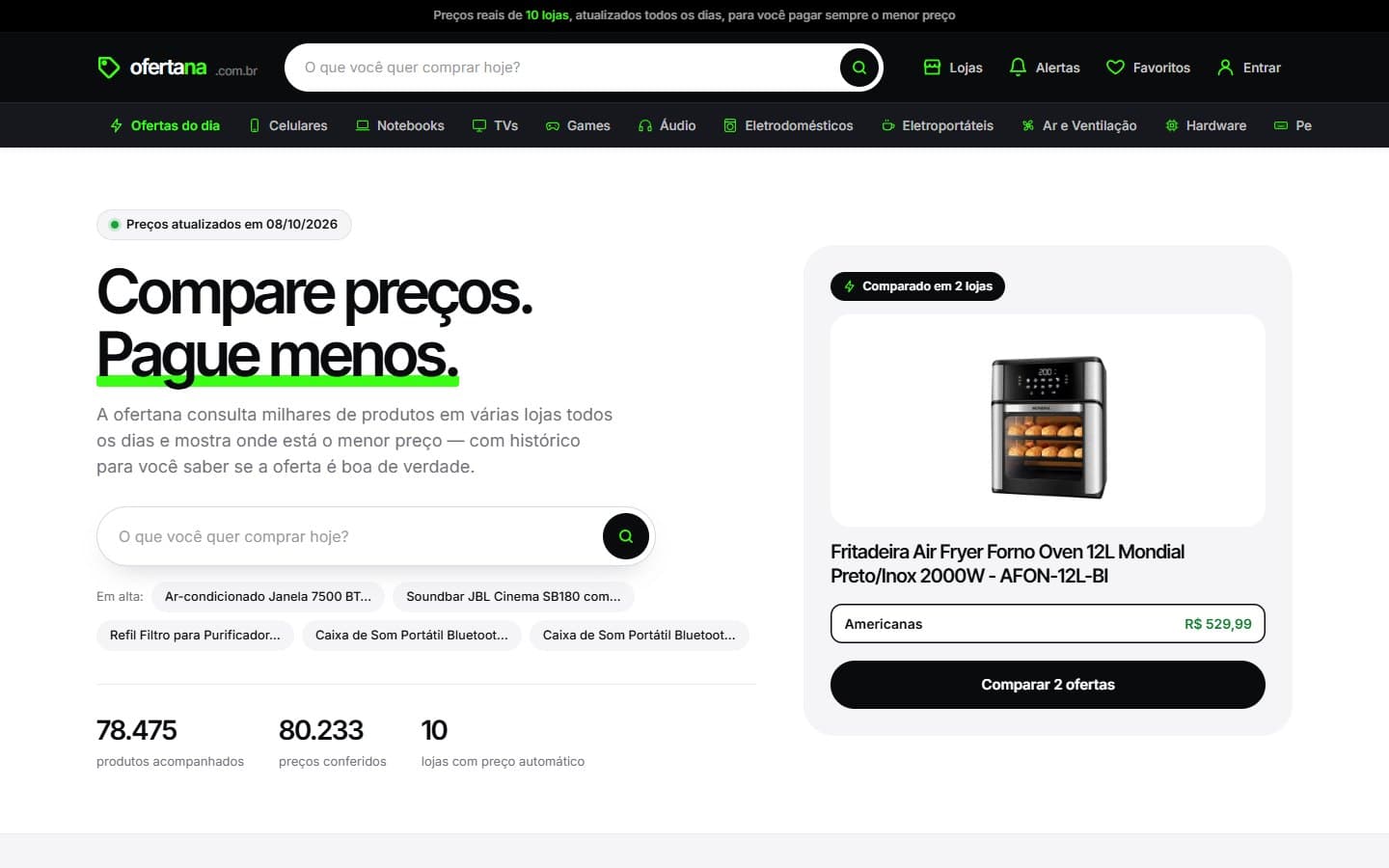 Tela do projeto Ofertana