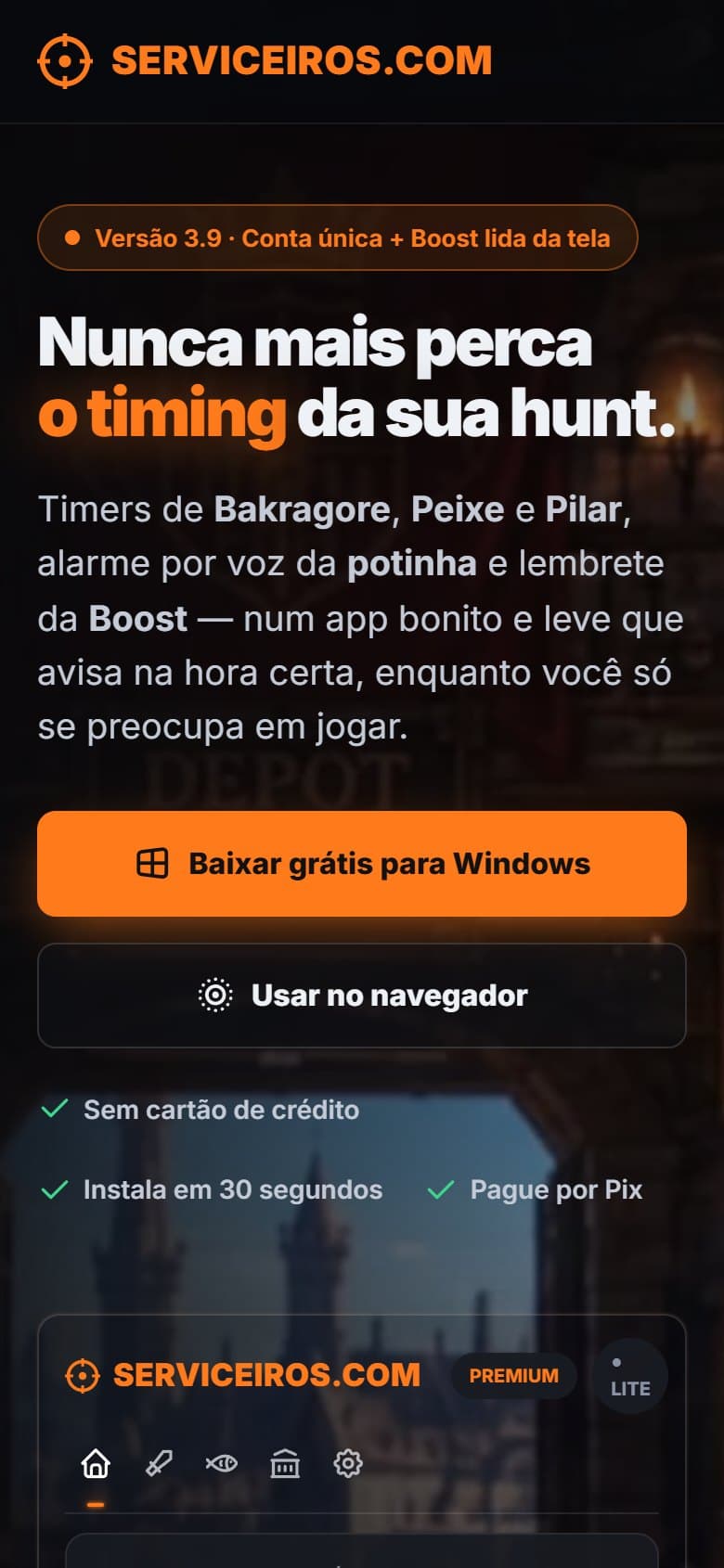 Tela do projeto Serviceiros.com